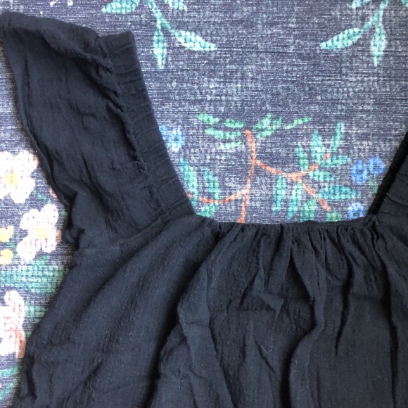 PinkBlush Maternity Black Square Neck Gauze Flutter Sleeve Top, Size Large - Picture 3 of 7